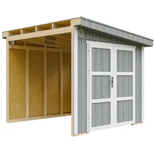 Comparateur de prix : Abri de Jardin Qualité Premium 5,9 m² - H231x248x294 cm - Sans plancher e  paroi latérale - Timbela M938B-CAVERN STEEL