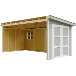 TIMBELA Abri de jardin qualité premium 11,47 m² - h231x248x530 cm - gris pas cher