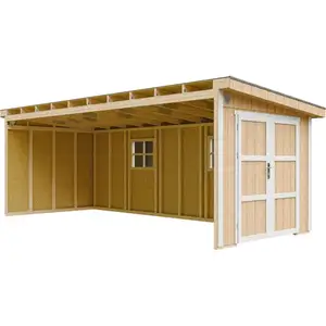 Comparateur de prix : Abri de Jardin Qualité Premium 14,3 m² - H231x248x648 cm - Sans plancher e  paroi latérale - Timbela M941B-HARVEST HONEY