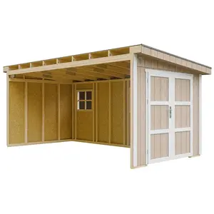 TIMBELA Abri de jardin qualité premium 11,47 m² - h231x248x530 cm - marron pas cher