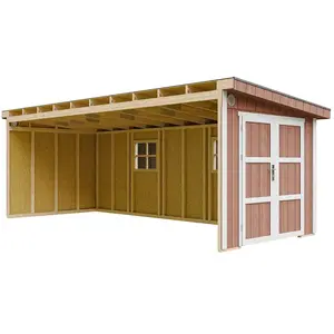 Abri de Jardin Qualité Premium 14,3 m² - H231x248x648 cm - Sans plancher e  paroi latérale - Timbela M941B-REDWOOD RED