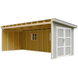 Abri de Jardin Qualité Premium 14,3 m² - H231x248x648 cm - Sans plancher e paroi latérale - Timbela M941B-TUNDRA GREY pas cher