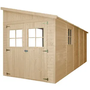 Abri de Jardin en Bois (sans paroi latérale) PLUS LES PLANCHERS IMPRÉGNÉ- 10 m2 - M341+M341G TIMBELA pas cher