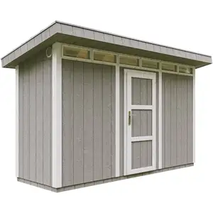 TIMBELA Abri de jardin qualité premium 4m² l161xl412xh239 cm - gris pas cher