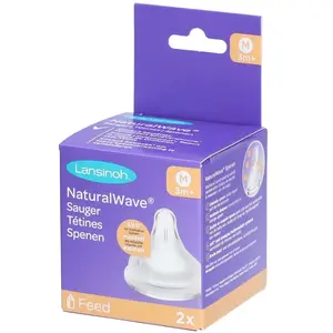 LANSINOH 2 Tétines Natural Wave pour biberon lait maternel débit Moyen pas cher
