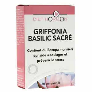 Comparateur de prix : Diet Horizon - Lot de 2 x Griffonia Basilic Sacré Action 24h - 2 x 60 comprimés