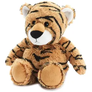 soframar Bouillotte chauffante micro-ondes à graines avec housse peluche - Tigre marron - pas cher