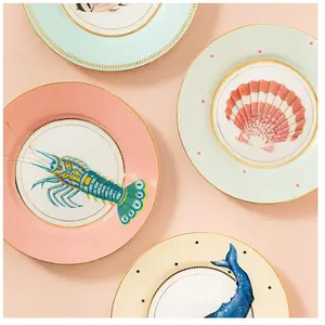 Under the sea - Coffret 4 assiettes 20cm - Animaux marins Yvonne Ellen pas cher