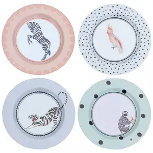 Pique-nique - Set de 4 assiettes 26,5cm en melamine Yvonne Ellen pas cher