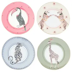 Coffret de 4 assiettes - Animaux - 16cm Yvonne Ellen pas cher