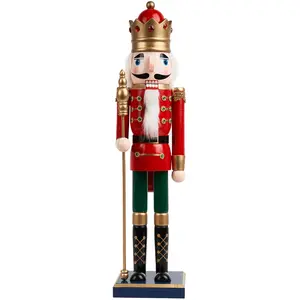 Casse-Noisette - TWIDDLERS - XL 50cm - Bois Fait à la Main - Rouge et Or - Décoration de Noël pas cher