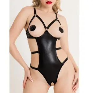 Lovehoney Lingerie Body Ouvert Fierce Wetlook Noir