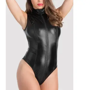 Lovehoney Lingerie Body Sans Manches Wetlook Fierce Noir