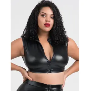 Lovehoney Lingerie Crop Top Fierce Wetlook Noir GT