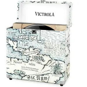 VICTROLA Valise a vinyles range/transporte 30+ albums imprime carte pas cher