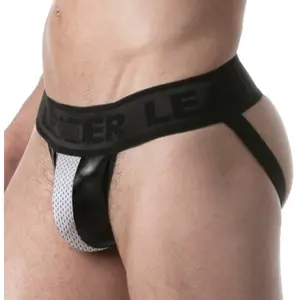 LEADER Jockstrap BRUT Noir-Blanc M pas cher