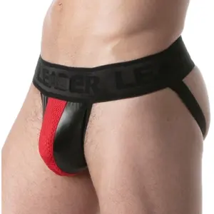 LEADER Jockstrap BRUT Noir-Rouge XL pas cher