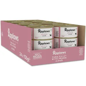 Lot Applaws 24 x 156 g pour chat - filet de thon, crevettes pas cher