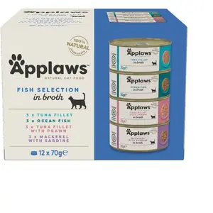 Comparateur de prix : Applaws Multipack Sélection De Poissons 12x70g Nourriture Humide Pour Chat