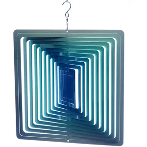 Spin-Art Spinners - Mobile à vent carré bleu 30cm Grand modèle pas cher