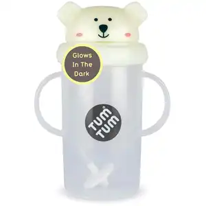 TUM TUM Tasse antifuite avec paille lestée Ours phosphorescente (300 ml)Vendu paramazon