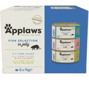 Comparateur de prix : 12x70g Applaws Adult sélection de poissons en gelée - Pâtée pour chat