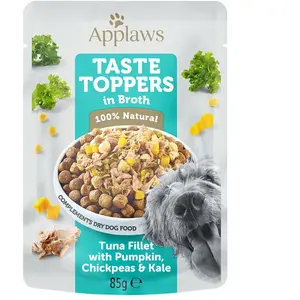 12x85g Applaws Taste Toppers en bouillon thon, potiron, choux verts - Pâtée pour chien pas cher