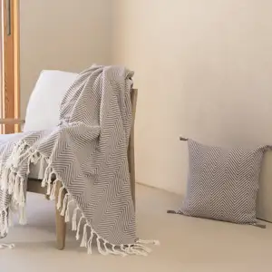 Febronie Plaid coton taupe 130x170 pas cher