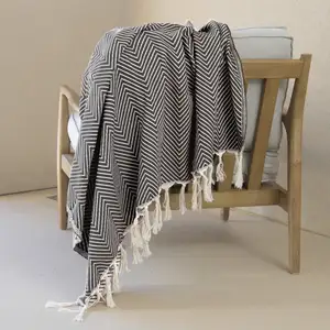 Febronie Plaid coton noir 160x250