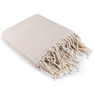 Febronie Plaid coton taupe clair 130x170 pas cher