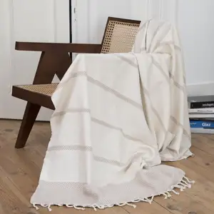 Febronie Plaid coton écru 130x170 pas cher