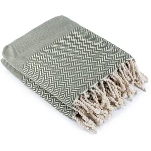 Febronie Plaid coton vert olive 130x170