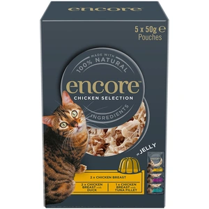 Encore en gelée 5 x 50 g sachets pour chat - sélection au poulet (3 saveurs) pas cher