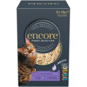 Encore en bouillon 10 x 50 g sachets pour chat - sélection raffinée (3 saveurs) pas cher