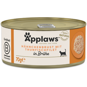 6x70g Applaws blanc de poulet avec filet de thon - Pâtée pour chat pas cher