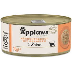 6x70g Applaws blanc de poulet avec crevettes - Pâtée pour chat pas cher
