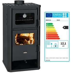 Comparateur de prix : Poêle à bois avec four Prity FM D   12,1 kW, Noir Graphite, Classe A, ...