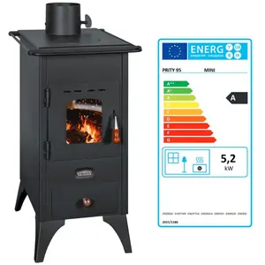 Poêle à bois Prity Mini SP   52 kW Noir Graphite Classe A Design Compa...Vendu parcdiscount