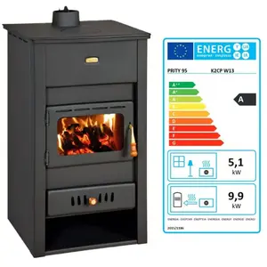 Thermopoêle à bois Prity K2 CP W13 13 kW Noir Graphite Plaque supéri... pas cher