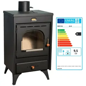 Comparateur de prix : Poêle à bois Prity K1 R   95 kW Noir Graphite Classe A Design Compact
