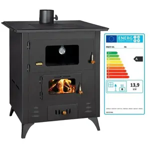 Comparateur de prix : Poêle à bois Prity FR   13,9 kW - Grand four avec thermomètre - Plaque...