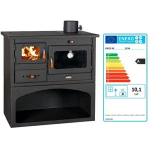 Comparateur de prix : Poêle à bois avec four PRITY 1P34   10,1 kW, Noir Graphite, Classe A, ...