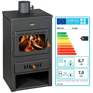 Thermopoêle à bois Prity K1 W8   131 kW Noir Graphite Classe A Chaudiè...Vendu parcdiscount