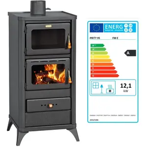 Poêle à bois avec four PRITY FM E   121 kW Noir Graphite Classe A Four...Vendu parkaufland