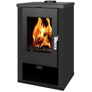 Poêle à bois Verso Theia - 9 kW Panneaux latéraux noirs et design cont... pas cher