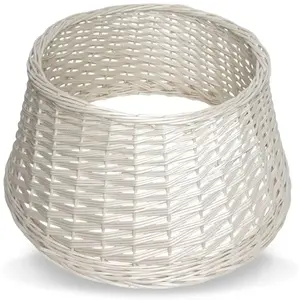 Cache Pied de Sapin de Noël en Osier - Blanc Rond 46 cm x 24 cm pas cher