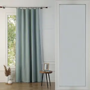 Febronie Rideau panneau lin lavé céladon / noir 140x260 pas cher