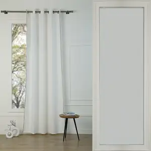 Febronie Rideau à oeillets lin lavé blanc / noir 140x260 pas cher