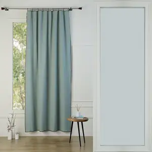 Febronie Rideau panneau toile de coton céladon / noir 140x260 pas cher