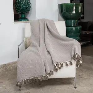 Febronie Plaid coton taupe 160x250 pas cher